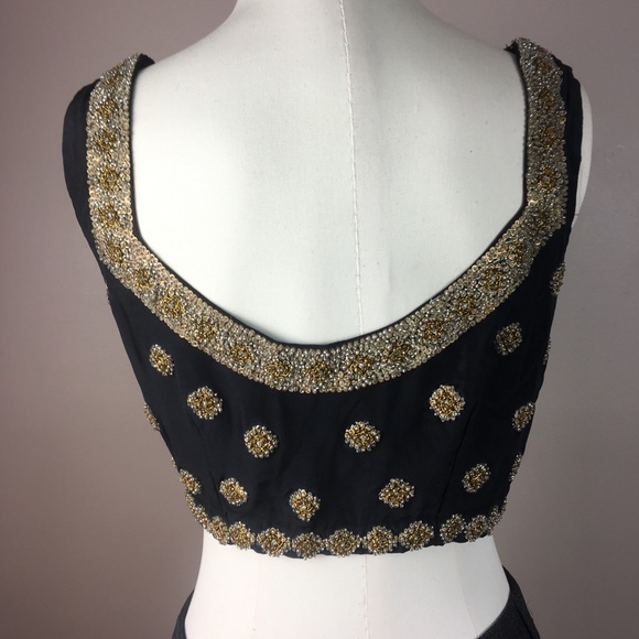 Vintage Silk Glass Beaded Seed Bead Sequined Crop Top M 1455 - Picture 4 of 8